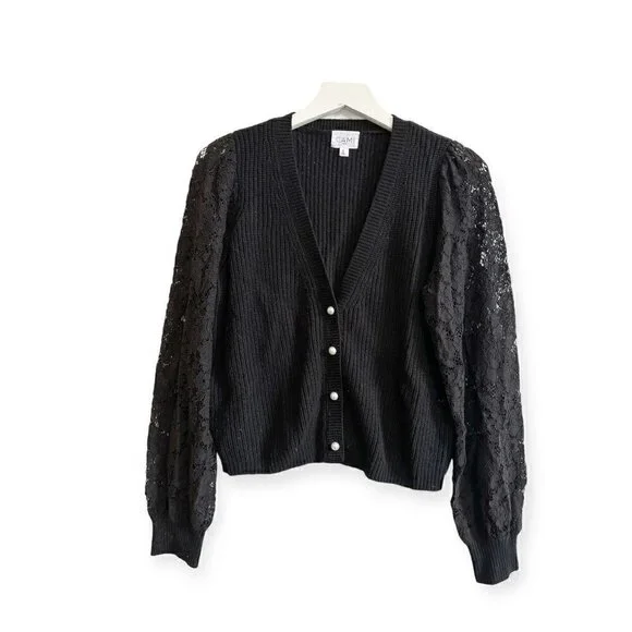CAMI NYC Black Wool Beth Cardigan, Size S